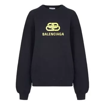 Свитер ss21 logo loose swea round-neck long sleeve black Balenciaga, черный