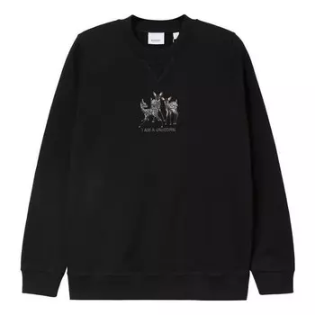 Свитер ss21 pattern embroidered cotton loose sports hoodie black Burberry, черный
