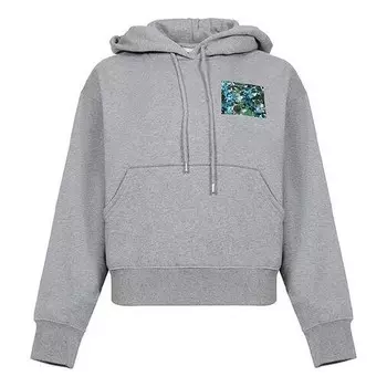 Свитер ss21 pattern long sleeves fleece lined hoodie gray Kenzo, серый