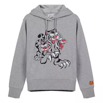 Свитер ss21 tiger cartoon pattern hoodie pearl gray Kenzo, серый