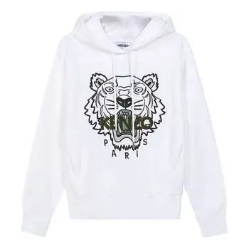Свитер ss21 tiger head embroidered hoodie white Kenzo, белый