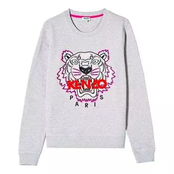 Свитер ss21 tiger head embroidery round-neck swea grey Kenzo, серый