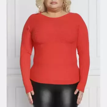 Свитер стандартного кроя больших размеров с аббревиатурой с добавлением шерсти и кашемира Persona By Marina Rinaldi, красный