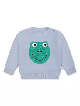 Свитер Stella McCartney Kids с аппликацией в виде лягушки, синий