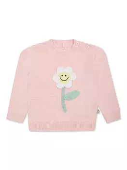 Свитер Stella McCartney Kids с цветочной аппликацией, розовый