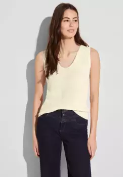 Свитер STREET ONE с короткими рукавами и V-образным вырезом, белый