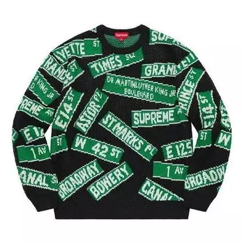 Свитер street signs sweater 'black green' Supreme, черный