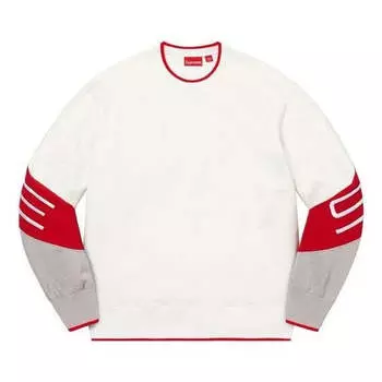 Свитер stretch crewneck 'white red grey' Supreme, белый