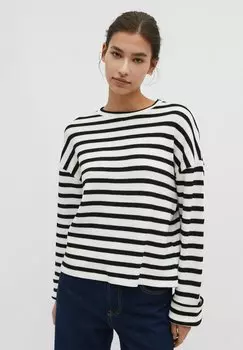 Свитер Striped Cutwork Stradivarius, белый