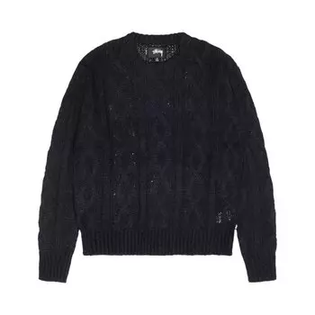 Свитер Stussy Cable Loose Knit Sweater, черный