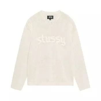 Свитер Stussy Embroidered V Neck Logo Sweater Natural, кремовый