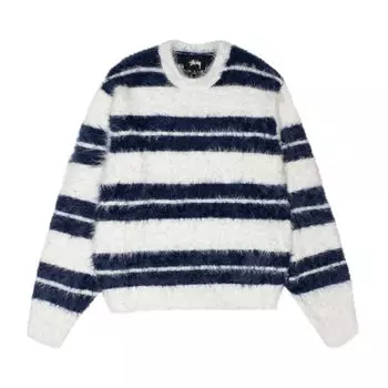 Свитер Stussy Hairy Stripe Crew 'Ivory/Navy', белый
