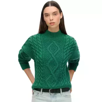 Свитер Superdry Aran Cable, зеленый