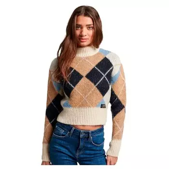 Свитер Superdry Boxy Pattern Round Neck, бежевый