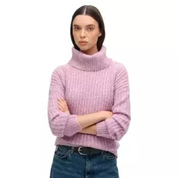 Свитер Superdry Brushed Rib Slouch Nk high neck, розовый