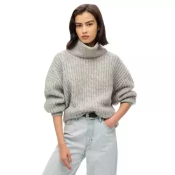 Свитер Superdry Brushed Rib Slouch Nk high neck, серый