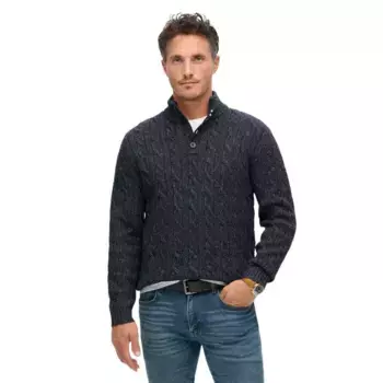 Свитер Superdry Cable Button high neck, серый