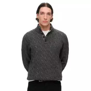 Свитер Superdry Cable Button high neck, серый