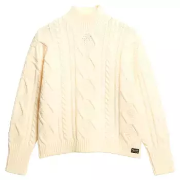 Свитер Superdry Cable high neck, белый