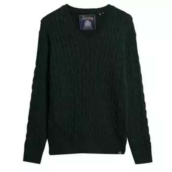Свитер Superdry Cable v neck, зеленый