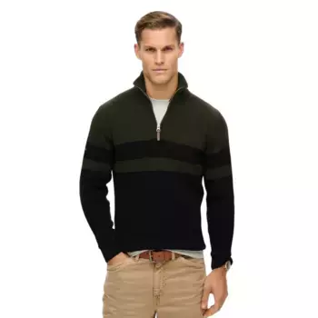 Свитер Superdry Classics Henley half zip, зеленый