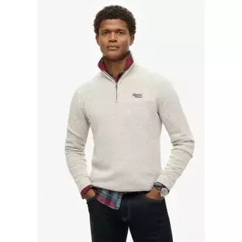 Свитер Superdry Essential Embroidered half zip, бежевый