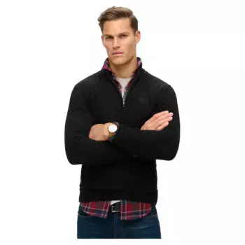 Свитер Superdry Essential Embroidered half zip, черный