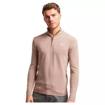 Свитер Superdry Essential Embroidered Henley Half Zip, коричневый