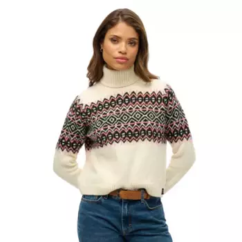 Свитер Superdry Fairisle high neck, бежевый