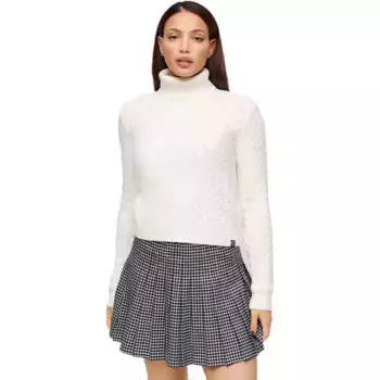 Свитер Superdry Fitted Cable high neck, белый