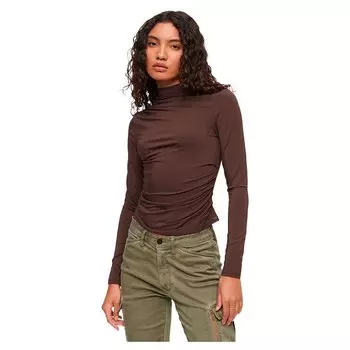 Свитер Superdry Long Sleeve Ruched Mock Neck, коричневый