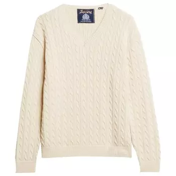 Свитер Superdry Oversized V Cable V Neck, бежевый