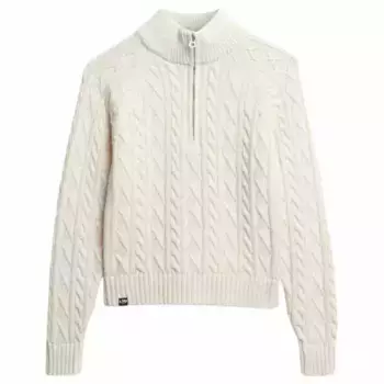 Свитер Superdry Slim Cable half zip, бежевый