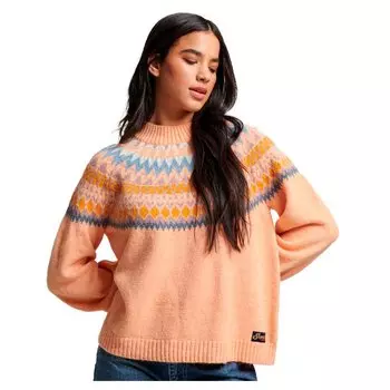 Свитер Superdry Slouchy Pattern Crew Neck, оранжевый