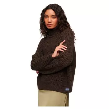 Свитер Superdry Slouchy Stitch Roll Neck, коричневый
