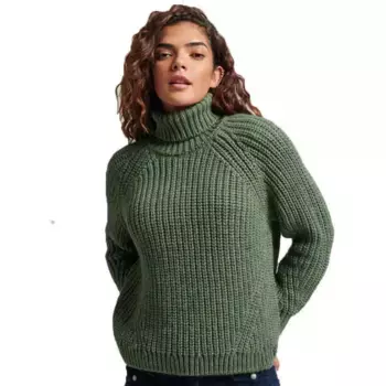 Свитер Superdry Slouchy Stitch Roll Neck, зеленый