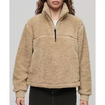 Свитер Superdry Super Soft Henley Half Zip, бежевый