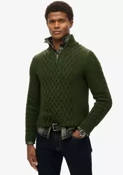 Свитер Superdry Sweater Jacob, темно-зеленый