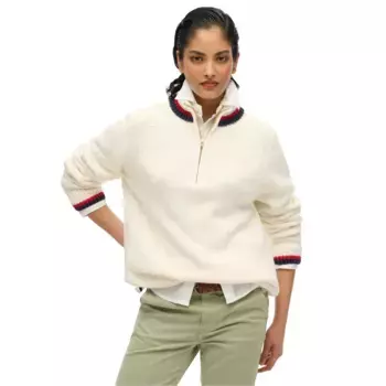 Свитер Superdry Tipped half zip, бежевый