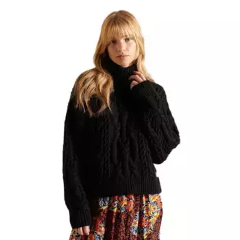 Свитер Superdry Vintage Cable Knit high neck, черный