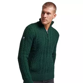 Свитер Superdry Vintage Jacob Henley Half Zip, зеленый