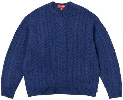Свитер Supreme Appliqu Cable Knit Sweater 'Navy', синий