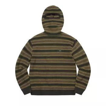 Свитер Supreme Small Box Balaclava/Turtleneck Sweater Olive Stripe, зеленый