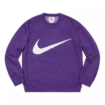 Свитер Supreme SS19 x Nike Swoosh Sweater Crossover Printing Unisex Purple SUP-SS19-10136, фиолетовый