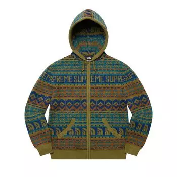 Свитер Supreme x The North Face Zip Up Hooded Sweater 'Olive', зеленый