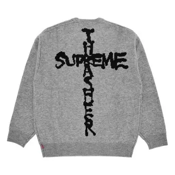 Свитер Supreme x Thrasher Sweater Heather Grey, серый