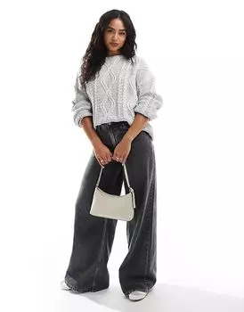 Свитер свободного кроя Cotton On серого цвета с узором «косичка» Cotton:On