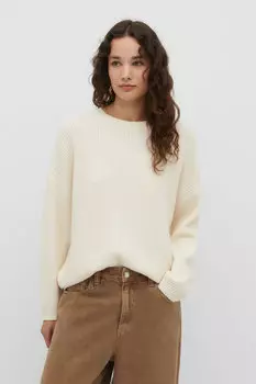 Свитер свободного кроя из трикотажа Stradivarius, экрю