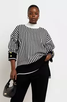 Свитер свободного кроя с клетчатым узором River Island, черный