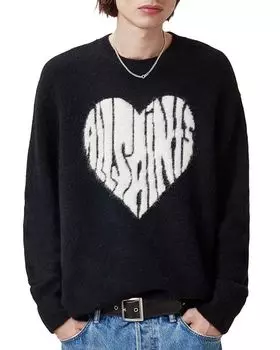 Свитер свободного кроя с логотипом в виде сердца в технике интарсия ALLSAINTS, черный